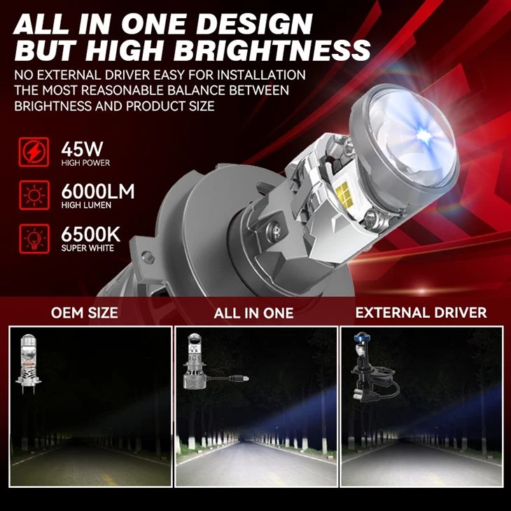 All in One Super Bright 45W 6000LM LED Projector Light For Car factory